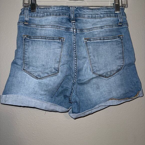 Kancan light wash midrise Denim Distressed Women Shorts size 9/28 #713 - Picture 7 of 8